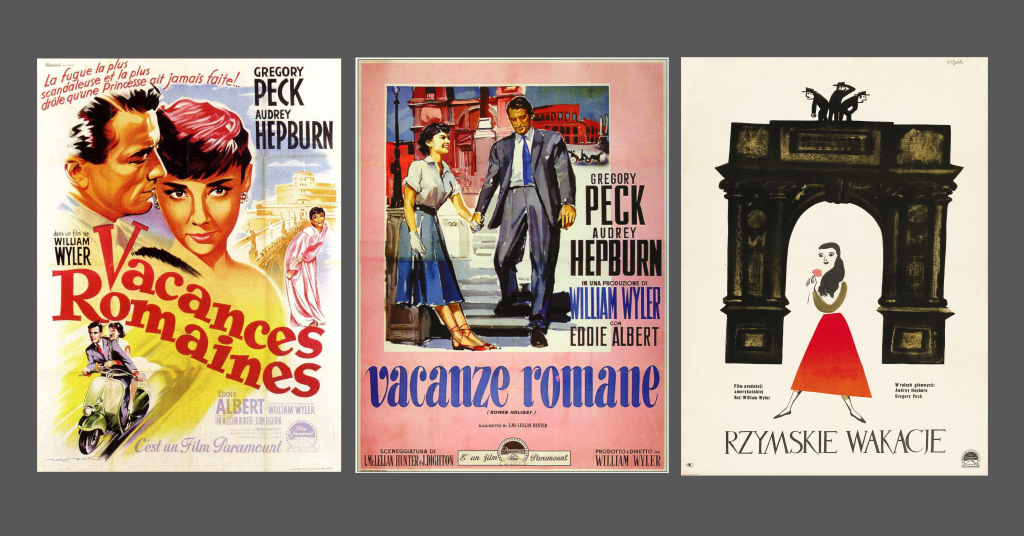 Three European posters for Roman Holiday